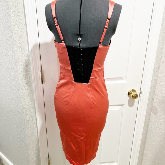 Bebe Sweetheart Satin Corset Top Dress Coral XS NWT - Picture 5 of 12